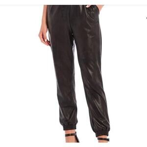 Gianni Bini Annabeth Luxe Coated Paperbag Waist High Rise Jogger Pants sz‎ S